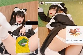 Gia Hân mặc trang phục hầu gái để cosplay